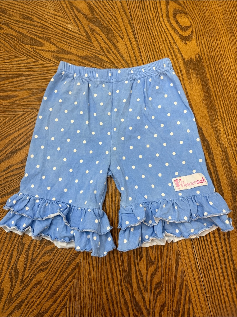 FlowerSak Girls' Blue Polka Dot Ruffle Shorts Sz 7